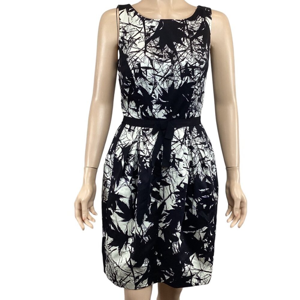 Taylor Women's‎ Black & White Abstract Print Sleeveless Dress Size 8